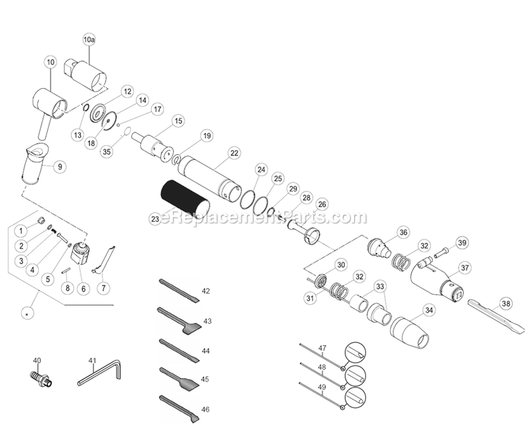 Chicago Pneumatic B16BV Air Chipper Power Tool Section 1 Diagram